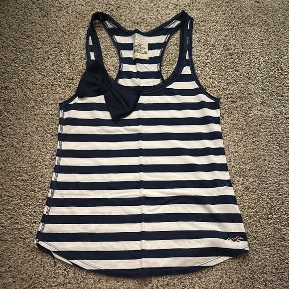 Holly Bow Top- Navy, Red, and White Stripe- One Size main image 1